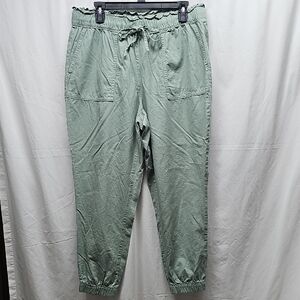 LOFT Sage Drawstring Jogger Pants in Light Green